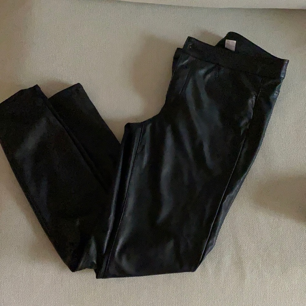 Black faux leather skinny pants